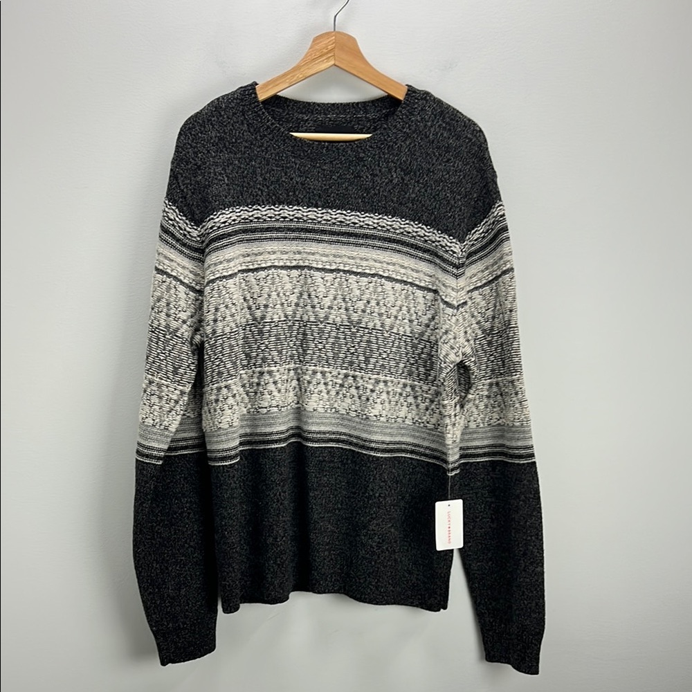 Lucky Brand Black and Cream Crewneck Sweater